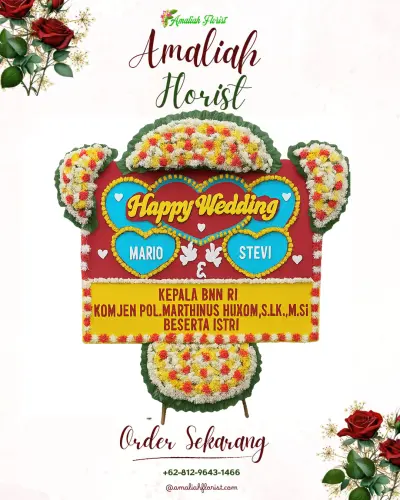 Karangan Papan Bunga Pernikahan di Bumi Sari